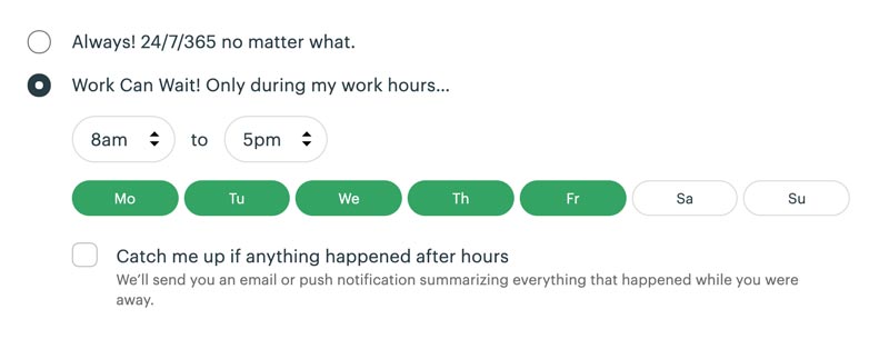 the 'Work can Wait' screen in Basecamp