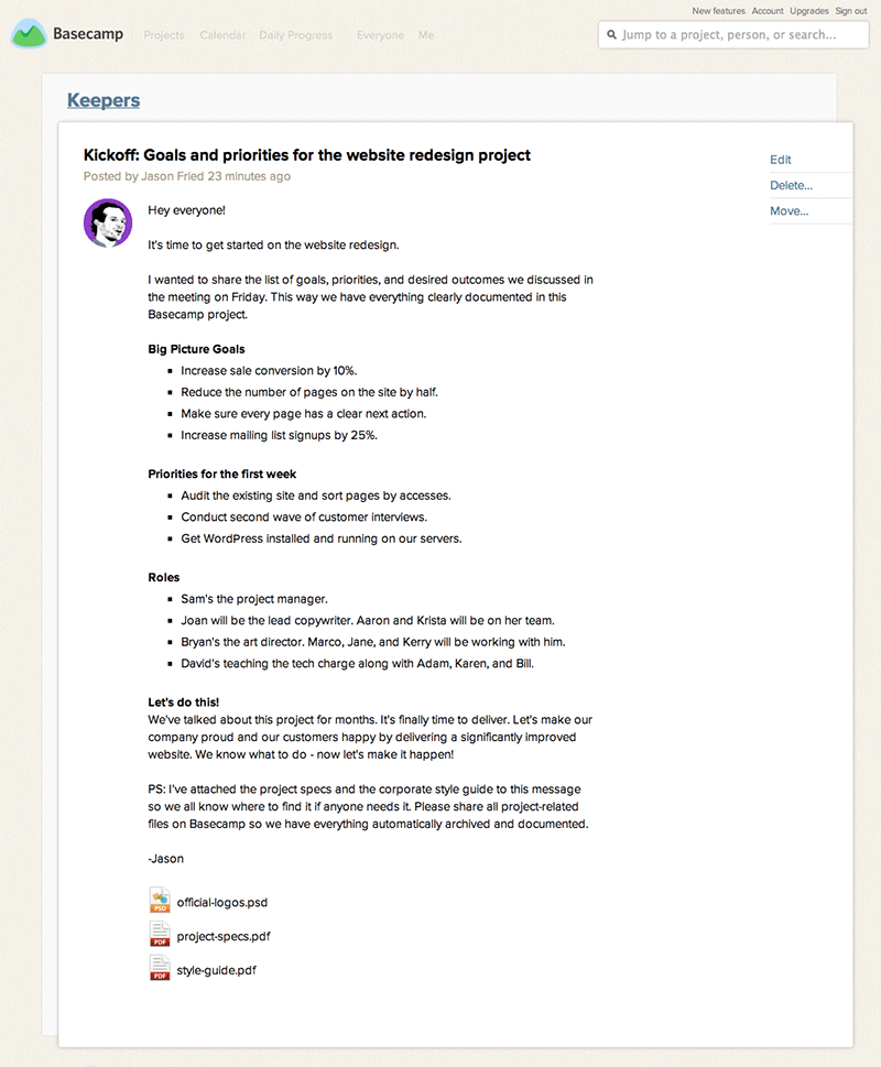 How To Write A Great Kickoff Message In Basecamp