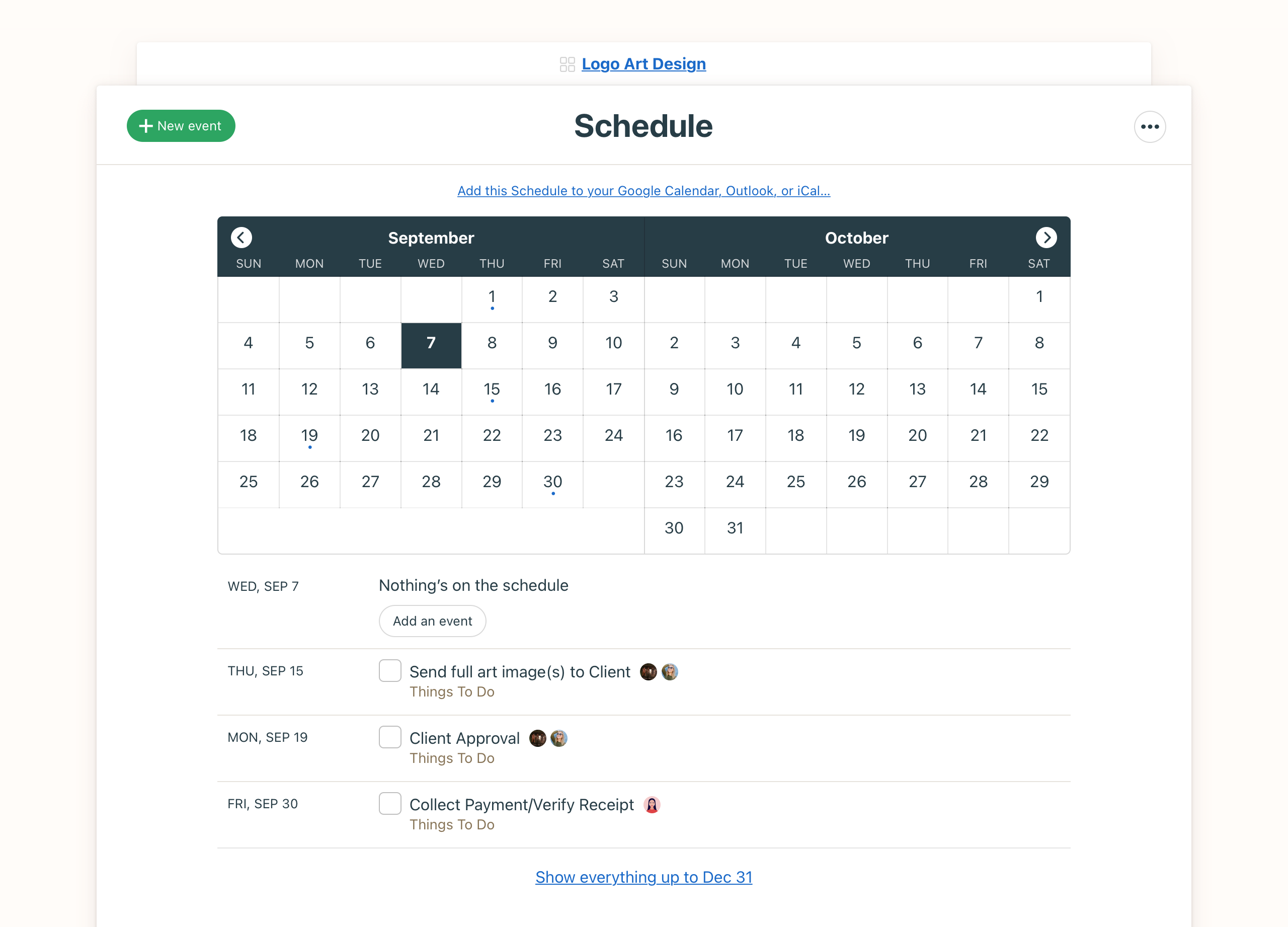basecamp schedule feature